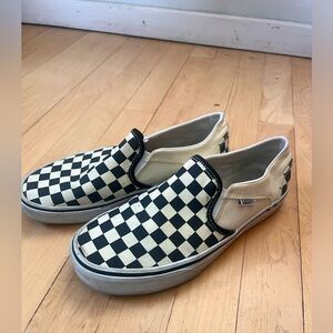 Vans Asher Checkered Slip-On Sneaker Women’s Black Size 8 Casual Skater Shoes